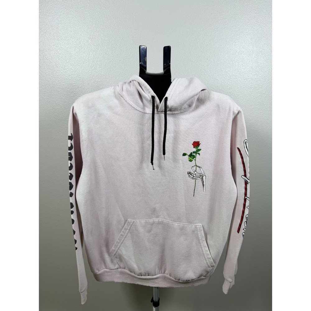 Fresh Laundry Hoodie Men L Pink Skeleton Hand Love Is Forever Stay Fresh Graphic